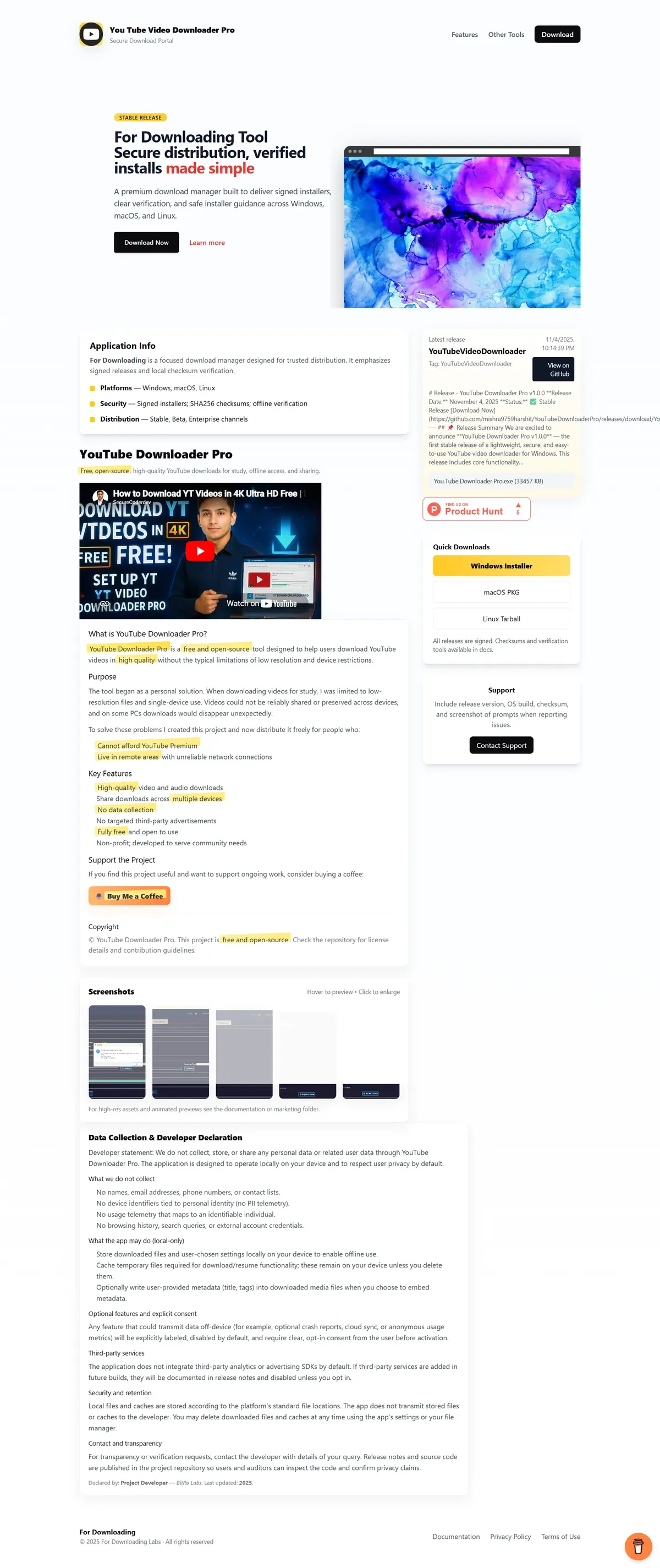 YT Video Downloader project showcase